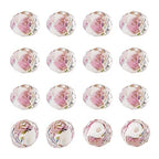 Elecrelive 60Pcs Gold Sand Lampwork Beads White Rondelle Flower Glass Beads 10mm Floral Crystals for DIY Bracelet Necklace Earring Jewelry Making - color: White