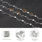 KYUNHOO 13 Feet Stainless Steel Chain for Jewelry Making Silver Moon Star Links Chain Roll with Lobster Clasps and Jump Rings - color: Star Silver