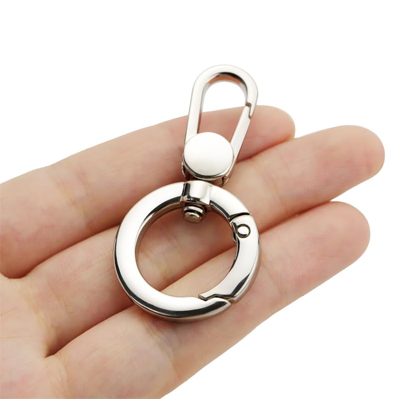 2pcs Double Opening Snap Hooks,Push Gate Snap Hook Metal Swivel Lobster Claw Clasp Purse,Backpack,Bag Strap,Keyring,Phone case (Silver) - color: Silver