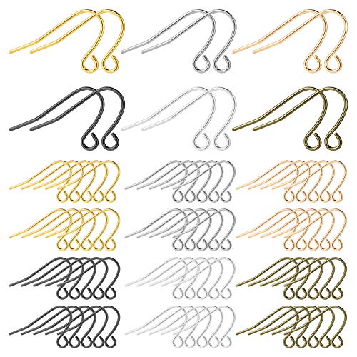 600pcs French Earring Hooks for Jewelry Making,Hypoallergenic Ear Wires Earring Hooks for DIY Craft Earring Making(6 Colors) - color: 600Pcs Gold,Silver,K Gold,White K,Ancient Cyan,Gun Black