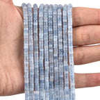 300pcs Natural Blue Aquamarine Heishi Spacer Beads 2x4mm Genuine Real Disc Stone Beading DIY Charm Smooth Loose Gemstone Beads for Jewelry Making Bracelets Necklaces Earrings Crafts - color: Blue Aquamarine