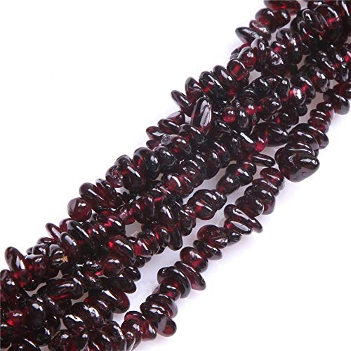 HAAMIIQII 4-6mm Natural Garnet Chips Irregular Chip Stones Loose Gemstone Energy Healing Beads for Jewelry Making 30 Inch Strand - color: Garnet