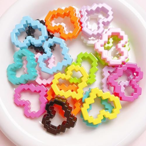 30PCS Large Acrylic Love Beads for Pens, 25 * 29MM Colorful Heart Love Frame Beads for Keychain Jewelry Bracelet Making Focal Bead for Pen Making Crafts DIY Projects - color: Love Frame Beads