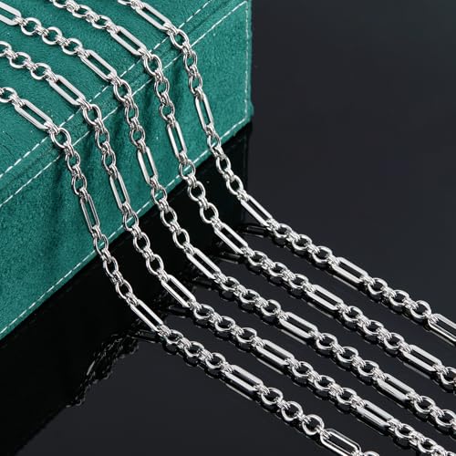 UMAOKANG Stainless Steel Paperclip Chain for Jewelry Making Paper Clip Link Chain on Spool with Lobster Clasps and Jump Rings - color: Paperclip (Steel)