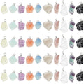SUPERFINDINGS 50Pcs 10 Colors Natural Crystal Stone Pendant 4cm/1.6" Chakra Crystal Stone Charm Silver Plated Wire Wrapped Quartz Gemstone Charms Irregular Gemstone Charm for DIY Jewelry Making Crafts
