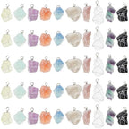 SUPERFINDINGS 50Pcs 10 Colors Natural Crystal Stone Pendant 4cm/1.6" Chakra Crystal Stone Charm Silver Plated Wire Wrapped Quartz Gemstone Charms Irregular Gemstone Charm for DIY Jewelry Making Crafts