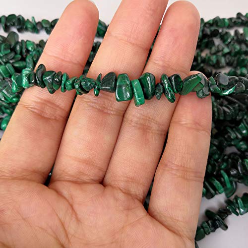 90 Inches Malachite Irregular Shaped Crystal and Healing Tumbled Chip Stone Beads for Jewelry Making - color: Green-Malachite