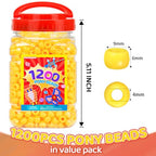 Praisebank Pony Beads, 1200pcs 6x9mm, Wholesale Beads, Bracelets Jewelry Making, Arts & Crafts(Yellow) - color: YELLOW, size: Small Size