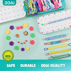 DDAI Bling Bracelet Kit for Girls Age 7-12 – Sparkly Friendship Craft Set with Gems, Threads & Stickers – Birthday Gift for 8 9 10 11 Year Old Girls & Holiday Surprise - color: Mint & White