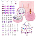 Emibele Girls Charm Beads Bracelet Making Kit with Portable Jewelry Box, Jewelry Making Kit for Kids Age 5 6 7 8-12, DIY Arts Crafts Toys for Teens Girls Gift Choices on Birthday Valentines Christmas - color: B-Purple
