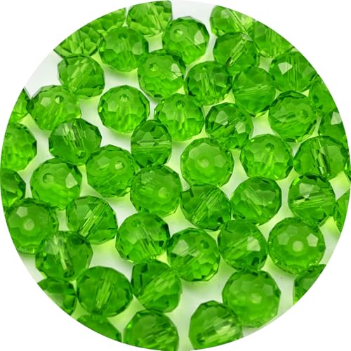 600pcs 3mm Crystal Glass Beads for Jewelry Making, Faceted Rondelle Glass Spacer Beads for Wind Chimes Bracelet Earring Necklace DIY Craft(Grass Green) - color: Grass Green, size: 3mm