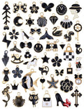 JIALEEY Assorted Gold Plated Enamel Charm Pendant DIY for Earrings Necklace Bracelet Jewelry Making and Crafting, Black 50PCS