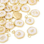 Craftdady Golden Plated Enamel Pendants White Oval Flat Round Dangle Charms for DIY Earrings Necklace Bracelet Making - color: 18K Gold Plated Ocean Aniamls-10 Style