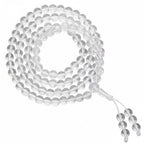 108 Clear Quartz Crystal Beads 8mm Mala Bracelet, Healing Stone Prayer Beads for Meditation Yoga Chakra Balancing - color: transparent