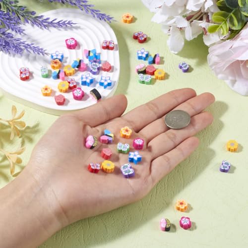 200Pcs Butterfly Flower Polymer Clay Beads Colorful Floral Butterfly Clay Beads for DIY Bracelet Necklace Earring Jewelry Making