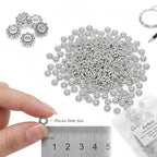 400 PCS Flower Spacer Beads Tibetan Silver 4mm Daisy Flower Thin Rondelle Spacer Bead Flat Bead Caps for Bracelet Necklace Jewelry Making