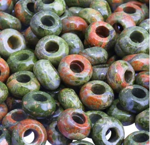 Adabele 10pcs Natural Unakite Jasper Gemstone 8x14mm Donut Rondelle Beads Large Hole ID 5.6mm for DIY Craft Jewelry Making GW-A11 - color: Unakite Jasper, size: 14mm x 8mm - 10pcs