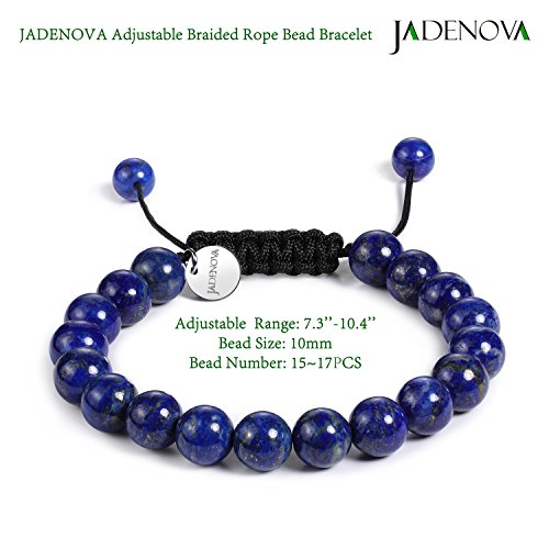 JADENOVA Natural Bead Bracelet Semi Precious Gemstone Beaded Bracelet for Women Healing Crystal Stone Stretch Bracelet Men Couple Bracelets (2pcs,6-8mm/8-10mm) - color: Lapis Lazuli, size: 8mm/10mm