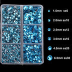 4000pcs Mixed Size Hot Fix Round Crystals Gems Glass Stones Hotfix Flat Back Rhinestones (Aquamarine) - color: Aquamarine, size: 4000 Count (Pack of 1)