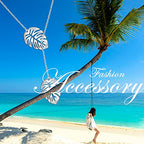 Long Necklace Sterling Silver Larait Bar Y Lariat Long Chain Drop Adjustable Necklace Gift for Her, 30" - style: Long Palm Leaf Necklace