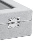 Jewelry Box Rings Organizer Tray 7 Slots Velvet Jewelry Earring Storage Box With Transparent Lid Jewelry Display Case for Girls Women (Gray) - color: Gray