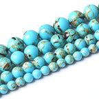 6MM Blue Shell Turquoises Round Loose Beads Natural Gem Beads Crystal Energy Stone Beads for Jewelry Making DIY Bracelet Necklace - color: Blue Shell Turquoises, size: 6mm