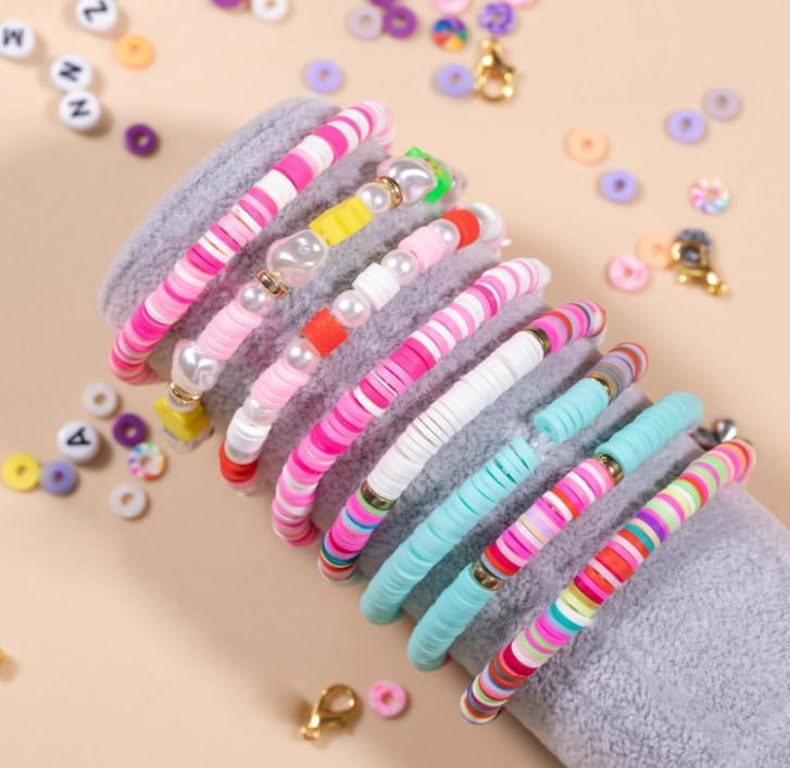 19000pcs 50 Strands Clay Bead Bracelet Kit, 6mm Flat Round Polymer Clay Beads Spacer Heishi Beads for Jewelry Making Earring Necklace - color: 50 Strands Colorful