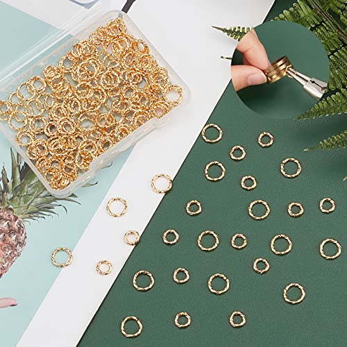 PH PandaHall 200pcs 18K Gold Plated Jump Rings 6mm/8mm Twisted Open Jump Rings 18 Gauge Golden O Ring Brass Round Connector Ring for Bracelet Necklace Earring Keychain DIY Jewelry