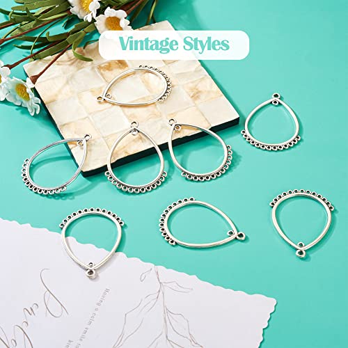 Mega Pet 10pcs Tibetan Style Hollow Drop Charm Links Connector with 15 Holes Antique Silver Dangle Earring Component Connectors 47x36mm for Bracelet Necklace Jewelry Making - color: Antique Silver, Drop