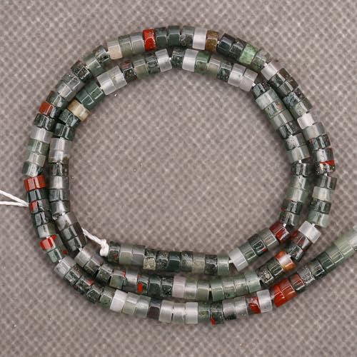 BONNY BOXX 150PCs Natural African Bloodstone Spacer Beads, Loose Semi Precious Flat Round Gemstone Heishi Disc Stone Beads for Beading Jewelry Making 4mm*2mm - color: African Bloodstone, size: 4MM*2MM