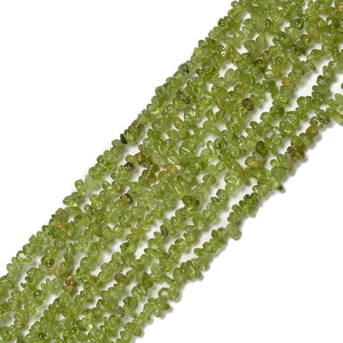 3-5mm Natural Green Peridot Gemstone Chips Loose Beads Semi Precious for Jewelry Making DIY Handmade Craft Supplies 1 Strand per Bag Approxi 32" - color: Green Peridot