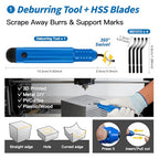 Deburring Tool 3D Printing, 3D Printer Deburring Tool with 4 Blades for Metal, Plastic, Resin/PLA – Includes Flush Cutter, Sanding Sponge, Sand Paper, Tweezers, Cleaning Brushes & Diamond Files