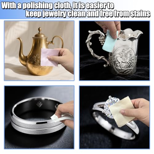 Jewelry Cleaning Kit, Jewelry Cleaner Brush, Horse Hair Brushes, Big&Small Crevice Brush, Cleaning Polishing Cloth（22 Pcs）