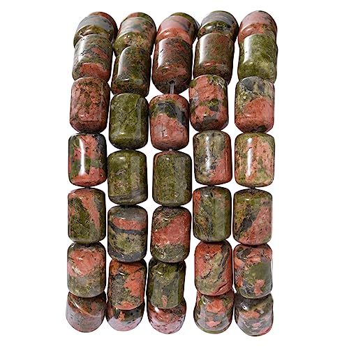 Natural Unakite Cylinder Tube Beads 10x14mm 38cm/str Loose Semi Gemstone Stone Beads for Making Bracelets Necklace - color: Unakite
