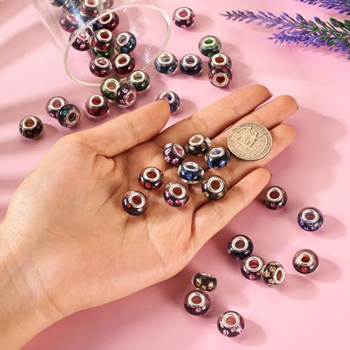 Cheriswelry 50Pcs Large Hole European Rondelle Beads Dog Paw Prints Resin Beads Spacer Slide Charms Bead 14x9mm for DIY Bracelet Necklace Earring Jewelry Making - color: Rondelle-Paw Print