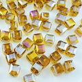 Crystal Glass Beads 100 Pieces 8mm Cube Crystal Glass Beads Faceted Square Shape Spacer Beads for Jewelry Making Bracelet Earring Necklace DIY Craft Making Supplies(Amber AB) - color: Amber AB, size: 8mm