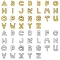 AUEAR, 52 Pack Silver Gold A-Z 8mm Full Rhinestone Slide Charms Crystal Alphabet Letter Alloy for Bracelets Necklace Wristbands DIY Jewelry Making - color: Silver & Gold, size: 52 Pack