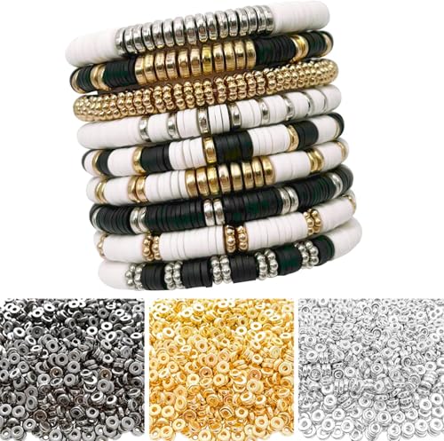 6mm Flat Round Spacer Beads, 1560pcs (360flower), Gold, Silver, Black, Flower-shaped, Plastic (Copper Coated), Round, Loose Beads - color: 1560pcs（360flower）