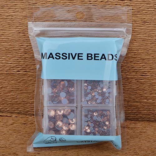 4000Pcs Mixed Size Hot Fix Round Crystals Gems Glass Stones Hotfix Flat Back Rhinestones (Champagne) - color: Champagne, size: 4000 Count (Pack of 1)