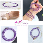 AD Beads Natural Gemstone Diamond-Cut Micro-Faceted Round Small-Size Tiny 4mm Small Round for DIY Necklace Jewelry Making Beads (Amethyst) - color: Amethyst