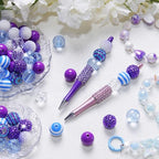 48 Pcs 20mm Beads for Pens Rhinestone Bubblegum Beads Blue Purple Crystal Acrylic Round Chunky Bead Sparkly Craft Large Balls Bead for Pen Beadable Keychain Bracelet DIY Jewelry Making Supplies - color: Light Blue