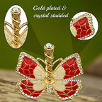 Matashi Red Enamel and Gold Plated Butterfly Jewelry Stand Organizer Ring Holder with Crystals – Gift for Mom on Christmas, Mother’s Day, Birthday, Anniversary, & Valentine’s Day - color: Red
