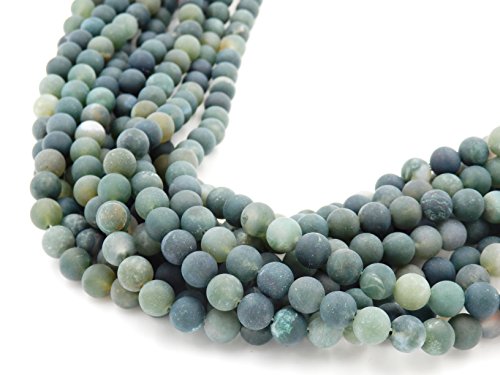 Matte Gemstone Beads for Jewelry Making, Sold per Bag 5 Strands Inside (Matte Moss Agate, 4mm) - color: Moss Agate, size: matte 4mm