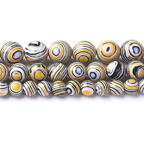 6MM Yellow Peacock Turquoise Round Loose Beads Natural Gem Beads Crystal Energy Stone Beads for Jewelry Making DIY Bracelet Necklace - color: Yellow Peacock Turquoise, size: 6MM