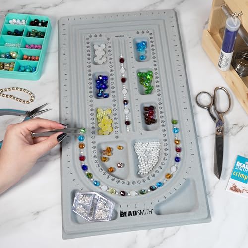 The Beadsmith Bead Board, Grey Flocked, 3 U-Shape and 3 Straight Channels, 10 x 18.5 inches, Design Boards for Creating Bracelets, Necklaces and Other Jewelry - size: 40" - 3 Channel