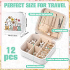 Kacctyen 12 Pcs Mini Mama Wildflowers Travel Jewelry Case Bulk Mother's Day Church Gifts for Mom Women Mama Gifts for Secretary Leather Travel Jewelry Case - color: multicolor