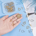 UNICRAFTALE 30 Sets 2 Colors Toggle Clasps 304 Stainless Steel Ring Toggle Connectors Golden & Stainless Steel Color IQ Toggles Clasps & Tbar Clasp for DIY Necklace Bracelet Jewelry Making