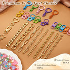 Ecoofor 561 Pcs Keychain Making Kit - Includes 30 Keychain Clips, 40 Extender Chains, 178 Charms, Beading Accessories, Jewelry Pliers - DIY Bag Charms & Jewelry Craft Kit Supplies - color: 8 Styles Ultimate Set