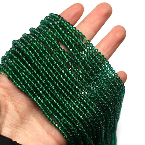 10 Strands Spinel Beads Artificial Faceted Small Round Loose Beads 3mm 15 inch for Jewelry Making Charms Necklace Bracelet - color: Green-1