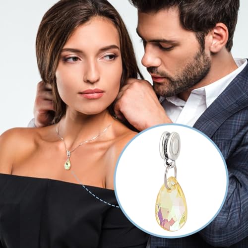 PH PandaHall 32pcs Teardrop Glass Charms, 8 Colors Faceted Waterdrops Charms Crystal Teardrop Pendants Drop Dangle Charm with Large Hole Bail Hanger for Jewelry Necklace Bracelet Making